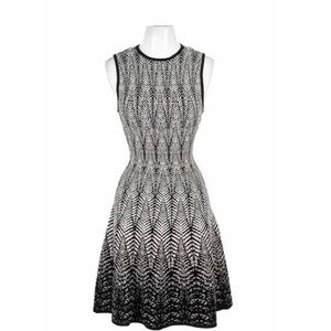 Ronny Kobo Collection Black and White Patterned Midi Dress